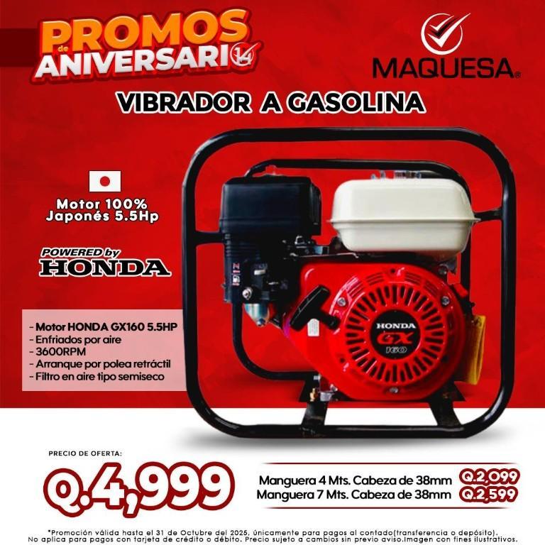 PROMOS ANIVERSARIO MAQUESA® VIBRADOR A GASOLINA INDUS en Guatemala - Imagen 1