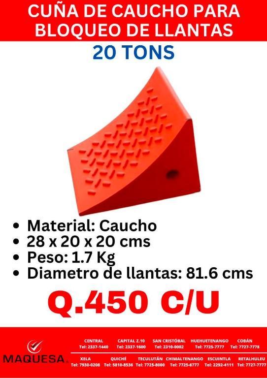 Cuña de Caucho para Bloqueo de Llantas – 20 Tons Octubre en San Pedro Carchá - Imagen 1