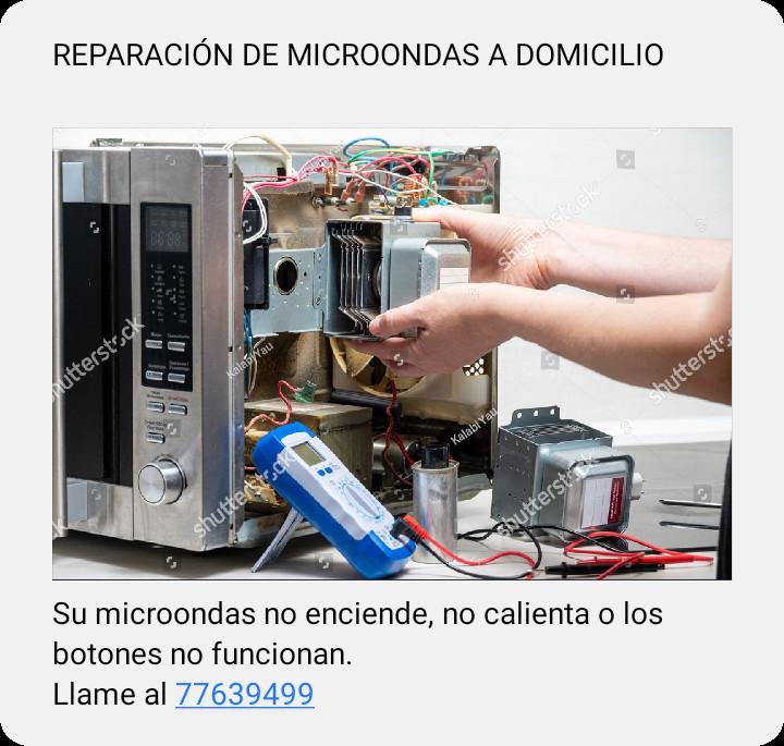 A DOMICILIO REPARACIÓN DE MICROONDAS en Bolivia - Imagen 1