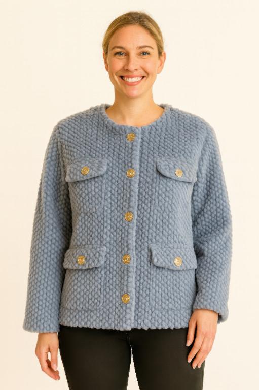Textured Woven Button-front Jacket in United States - Image 1