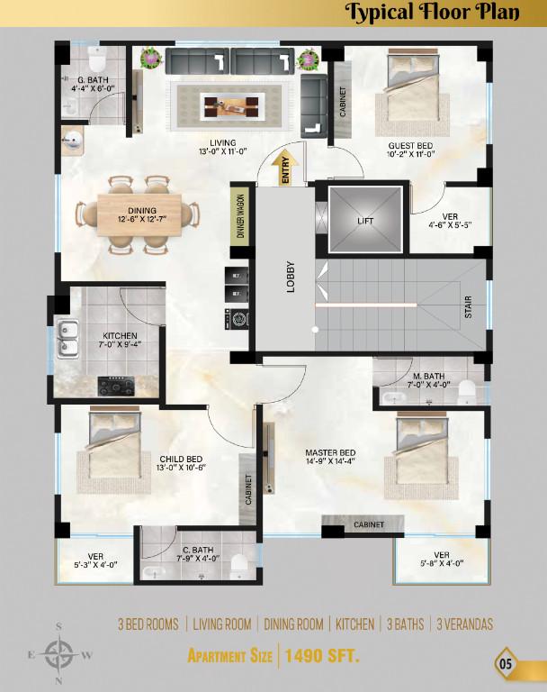 Single Unit Luxurious Ongoing Flat for Sale Aftabnagar R/A in Dhaka - Image 3