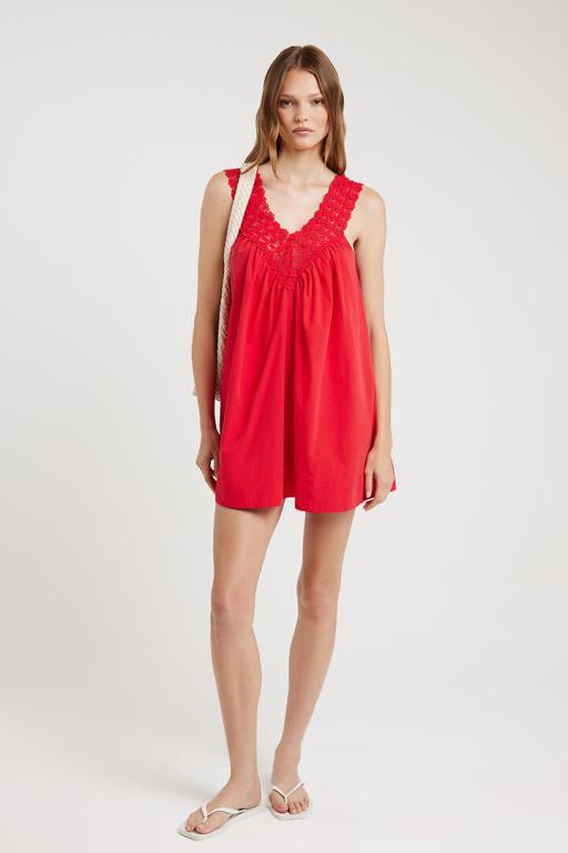 Ode Taylor V Neck Dress Raspberry Red in Hastings - Image 1