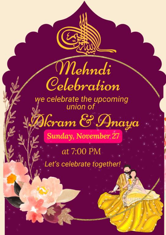 Beautiful Mehndi Invitation Card Design in Pakistan - Image 1
