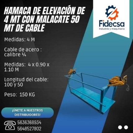 Hamaca de elevación e 4m con malacates en Apan - Imagen 1