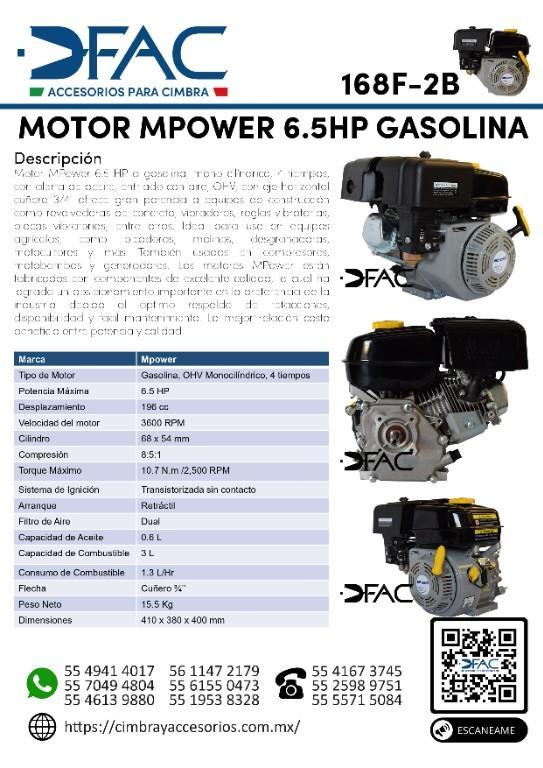 MOTOR MPOWER 6.5HP GASOLINA en México - Imagen 1