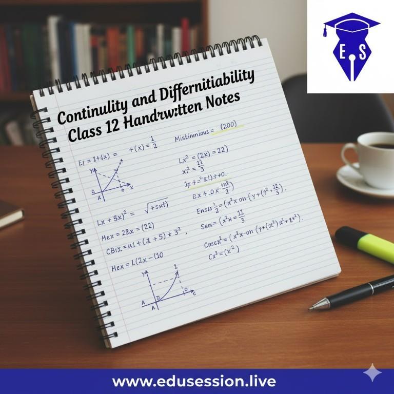 Continuity and Differentiability Class 12 Handwritten Notes in Panaji - Image 1