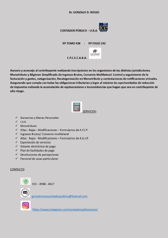 CONTADOR PUBLICO - SERVICIOS IMPOSITIVOS en Ciudad Celina - Imagen 1