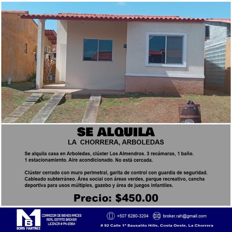 SE ALQUILA CASA - LA CHORRERA, ARBOLEDAS - HOUSE FOR RENT en Panamá - Imagen 1