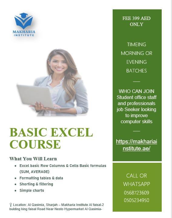 Advanced Excel Online Program UAE Call 0568723609 in United Arab Emirates - Image 1