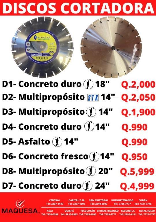 DISCOS PARA CORTADORA – DIAMOND BLADES Maquesa en Guatemala - Imagen 1