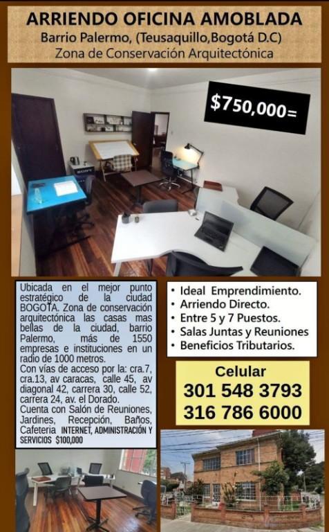 ARRIENDO OFICINA AMOBLADA en Bogotá - Imagen 1