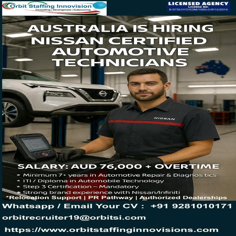 hiring automotive technicians for australia in Kamalapuri Colony - Image 1