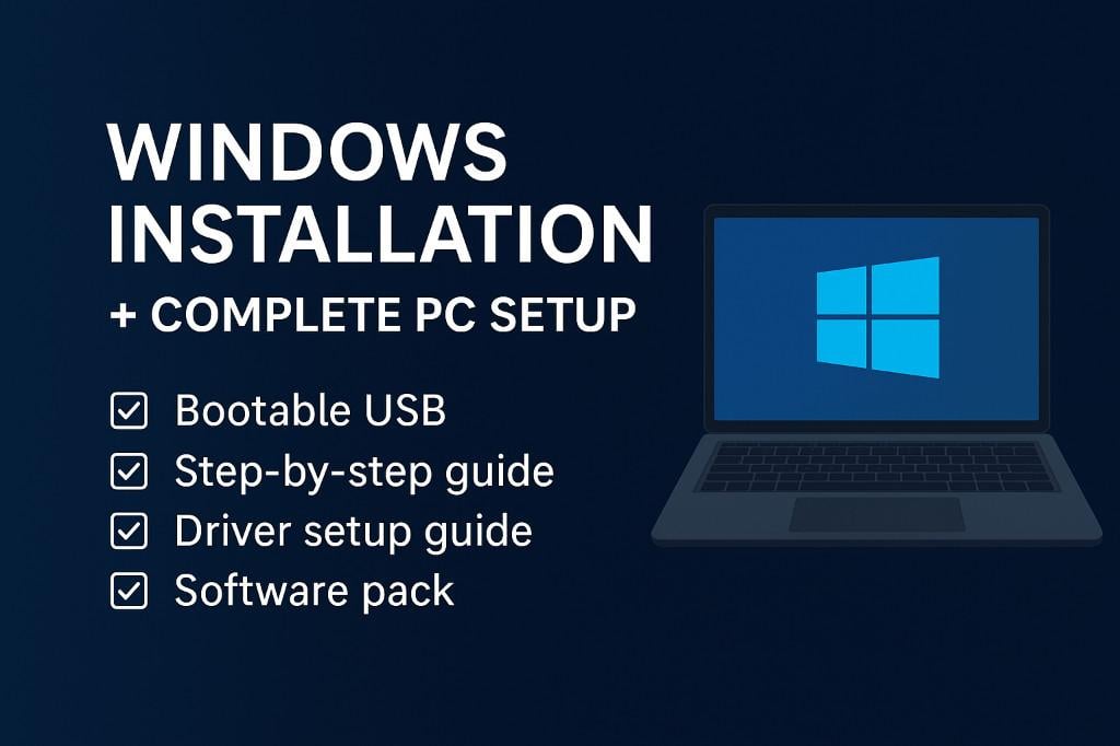 Windows Installation + Full PC Setup |At Home Remote Service in Pakistan - Image 1
