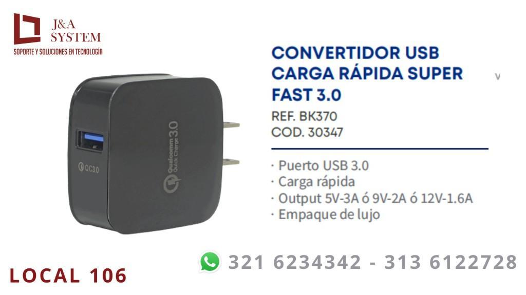 CONVERTIDOR USB CARGA RAPIDA SUPER FAST 3.0 en Envigado - Imagen 1