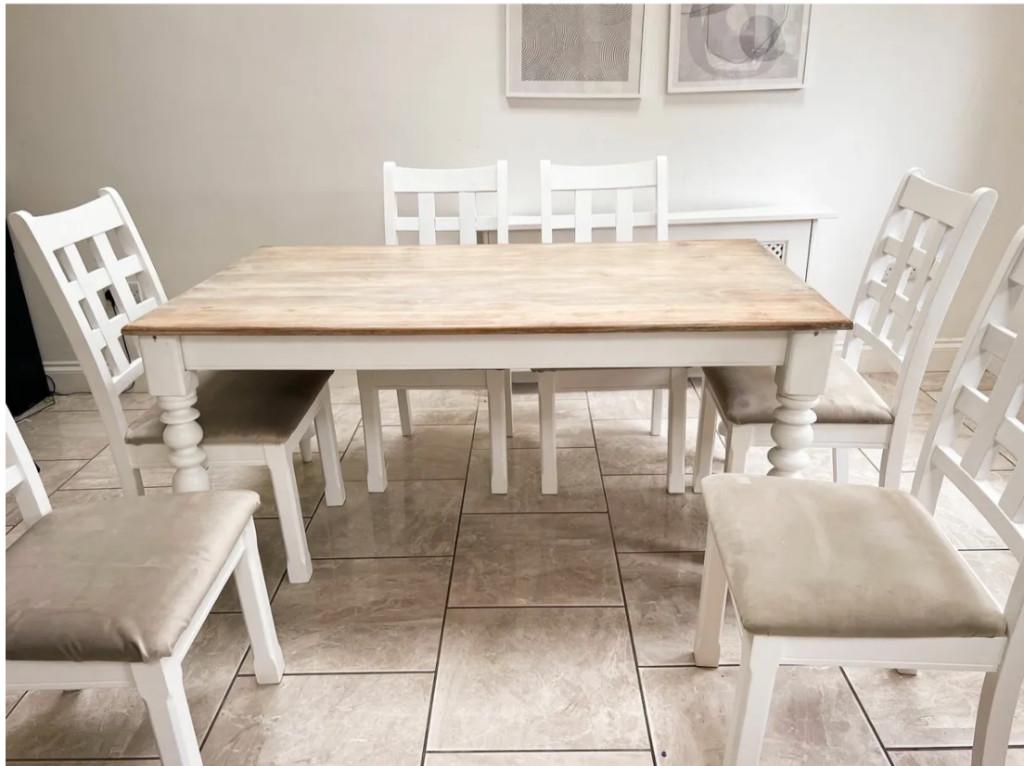 Used solid wood dining table with 6 matching chairs in Limerick - Image 2