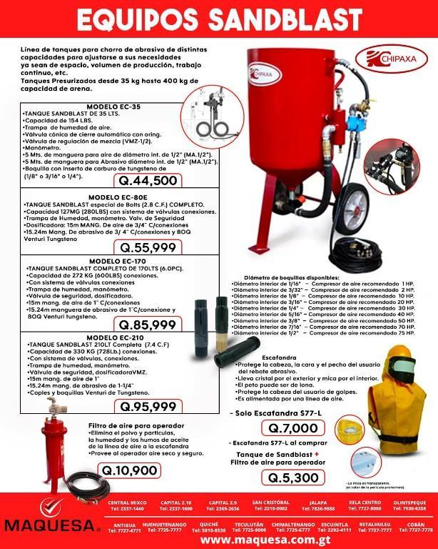 EQUIPOS SANDBLAST – ALTO RENDIMIENTO PARA TRABAJOS PROFESIONALES en Cobán - Imagen 1