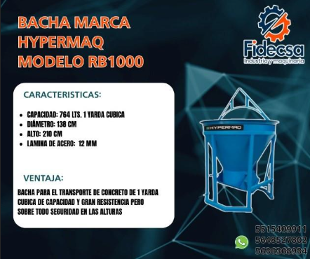 Bacha marca hypermaq modelo RB1000 CAPACIDAD 764 L en Apan - Imagen 1