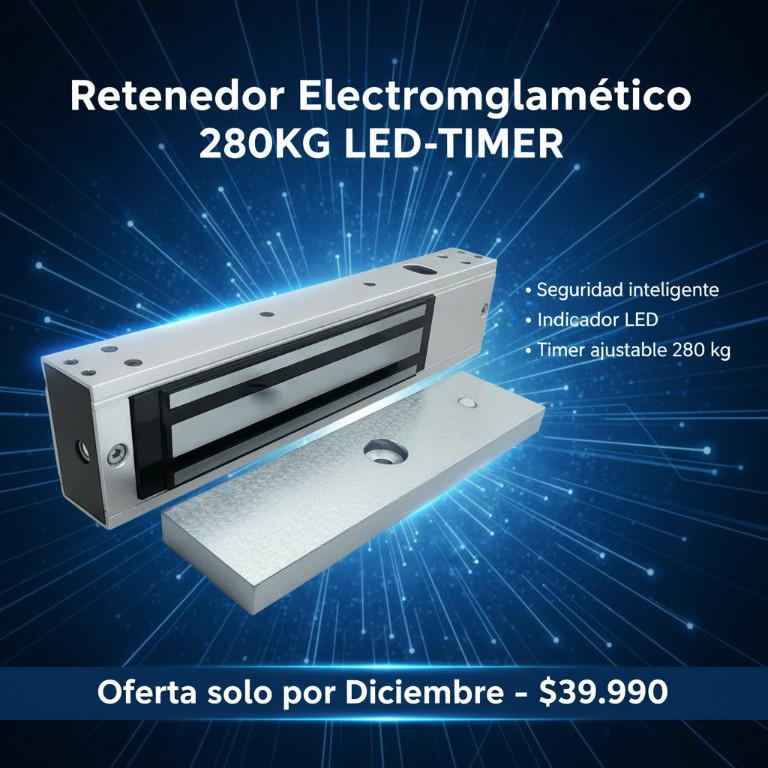 RETENEDOR ELECTROMAGNÉTICO 280 KG LED-TIMER en Chile - Imagen 1