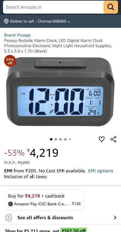 Digital LCD Alarm Clock Time Date Day Temperature Bedside Table in Royapuram - Image 2