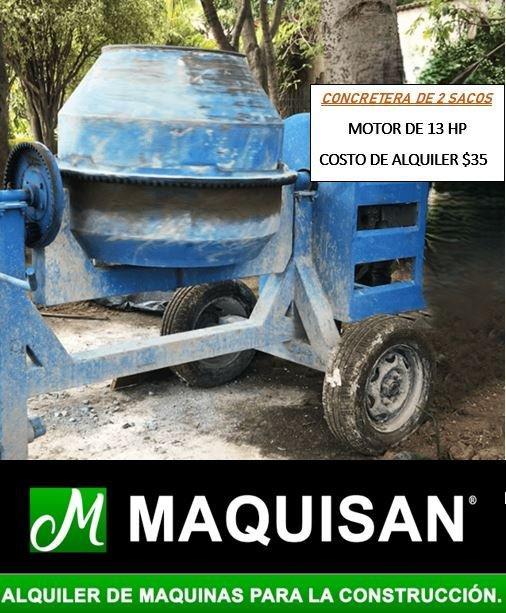 CONCRETERA DE DOS SACOS Y UN SACO EN ALQUILER en Ecuador - Imagen 1