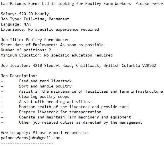 Poultry Farm Worker in Canada - Image 1