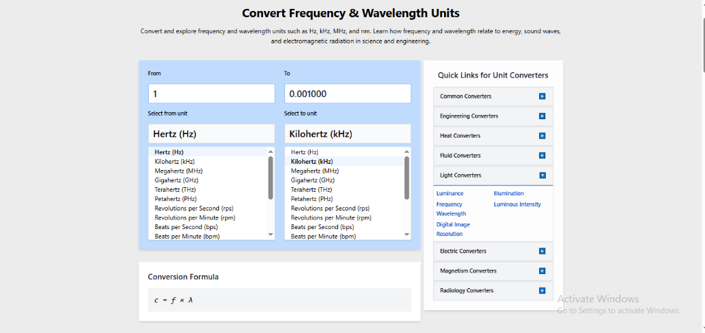 Convert Frequency & Wavelength Units Online – Fast & Accurate To in Lucknow - Image 1
