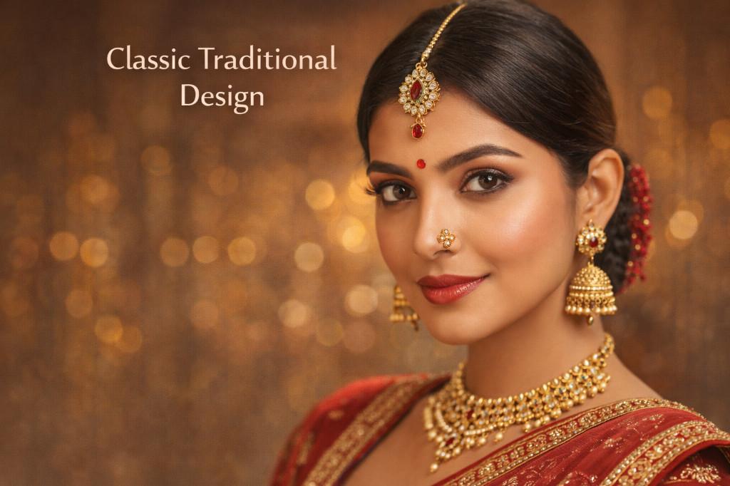Classic Traditional Gold Nose Pin Design in India - Image 1