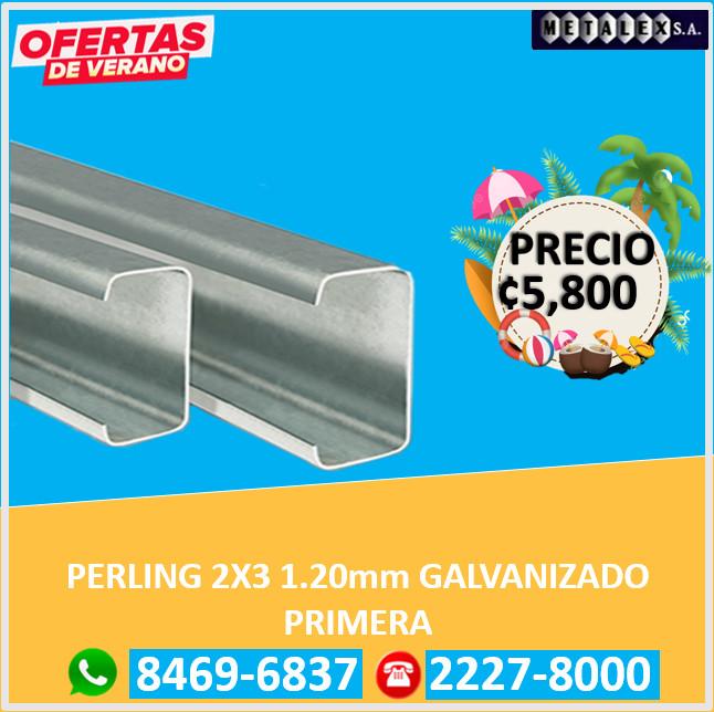 perling 2x3 1.20mm galvanizado primera ¢5.800 en San Pablo - Imagen 1