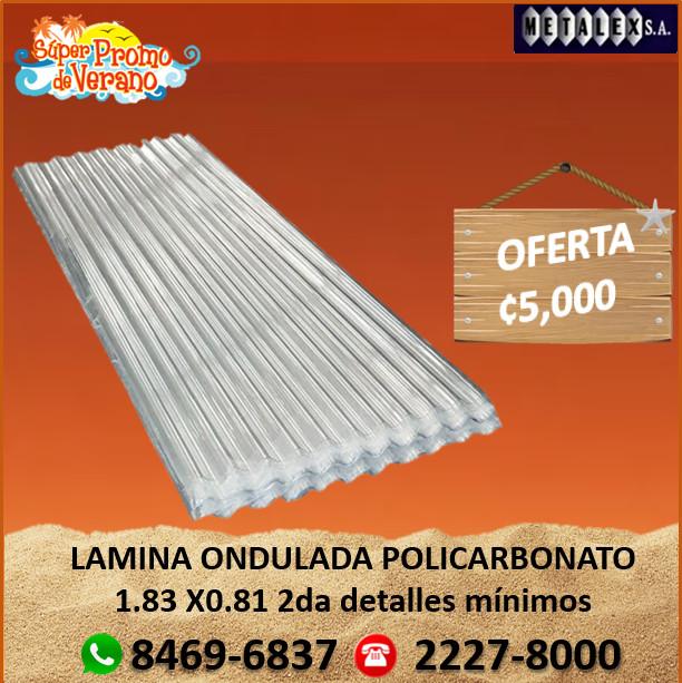 l-ondulada policarbonato 1,83x1,07 amer ¢5000 en San Pablo - Imagen 1