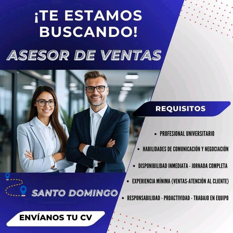 SOLICITAMOS ASESOR DE VENTAS EN SANTO DOMINGO en Bajos de Haina - Imagen 1