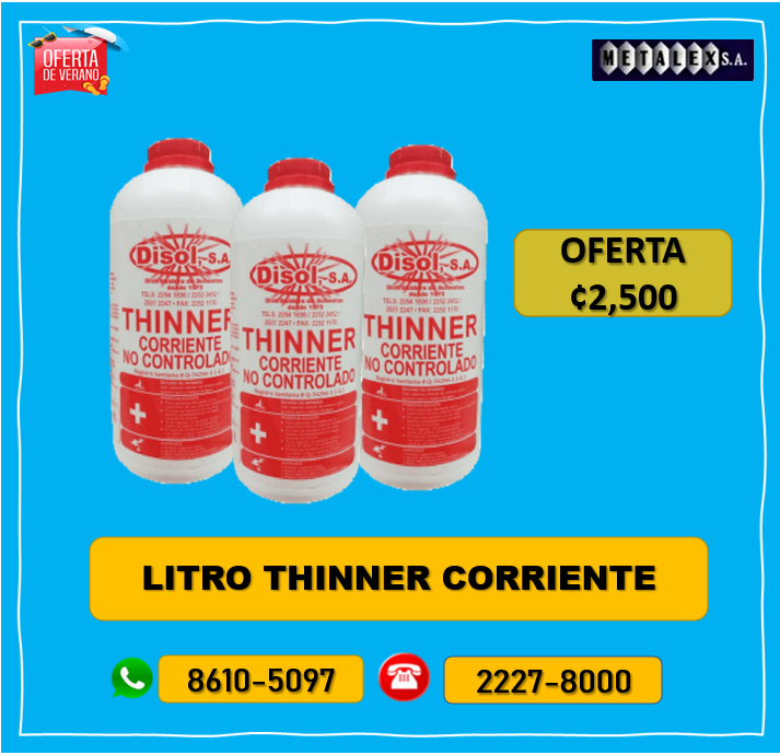 LITRO THINNER CORRIENTE 2.500 en Costa Rica - Imagen 1