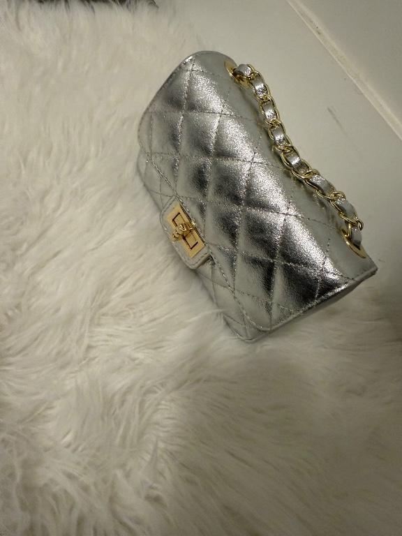 Silver quilted mini bag in Canada - Image 2