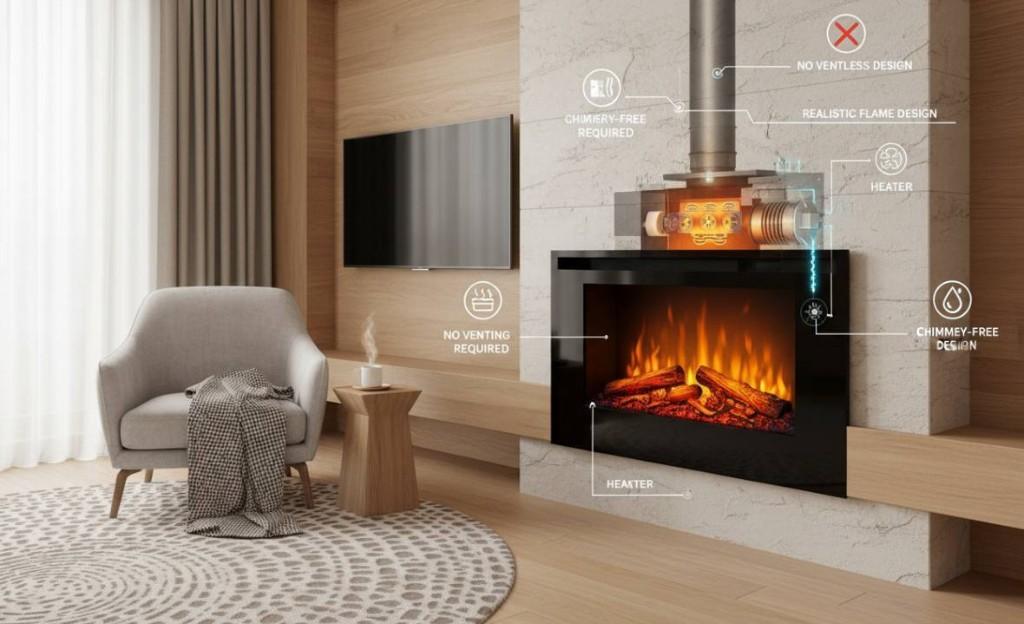 Electric Fireplace Insert Without Venting Safety & Setup Guide in Palni - Image 1