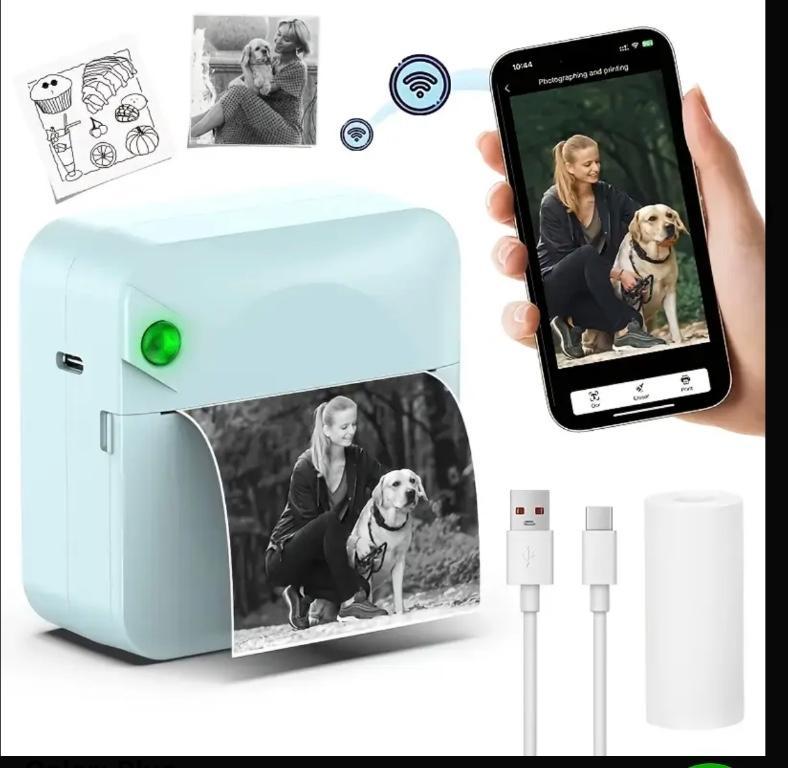 Micro Printer, Pocket Printer, Inkless Sticker Thermal Printer, in United States - Image 1
