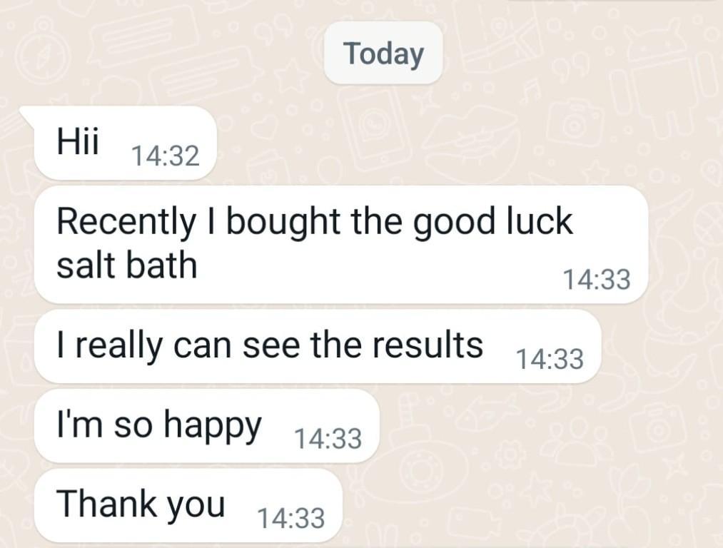 Good Luck Salt Bath - Client Testimony in Sarang Rimau - Image 1