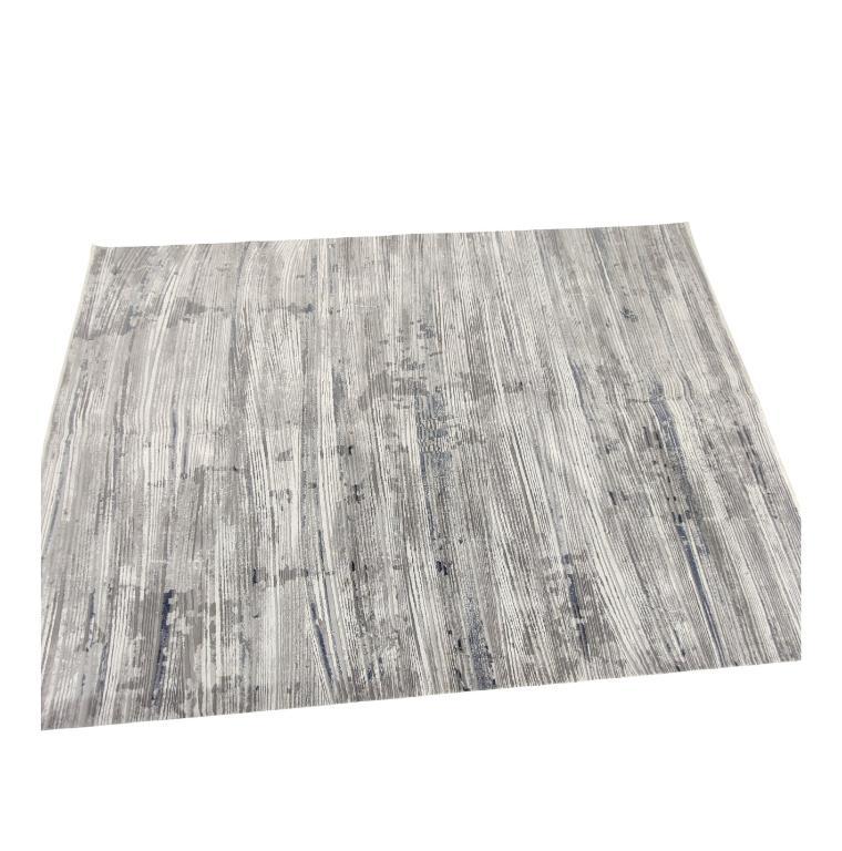 Modern Abstract Area Rug - Grey & Blue Linear Distressed Pattern in Pretoria - Image 4