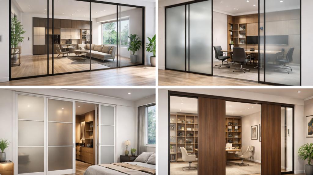 Interior Glass Partition Walls for Home | Sliding Partition Door in Phagwāra - Image 1