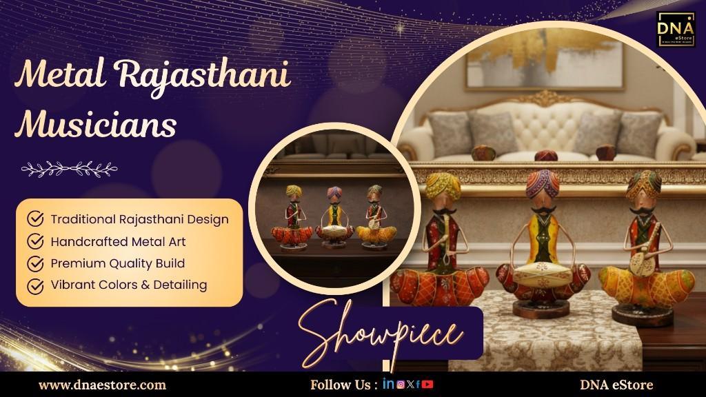 Metal Rajasthani Musicians Showpiece at DNA eStore in India - Image 1