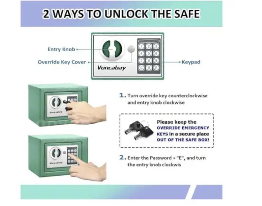 Money Safe Box for Home with Sensor Light & Fireproof in United States - Image 3