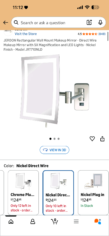 JERDON Rectangular Wall Mount Makeup Mirror - Direct Wire Makeup in Pittsburgh - Image 1