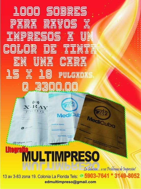 SOBRES PARA PLACAS DE RAYOS X en Guatemala - Imagen 1
