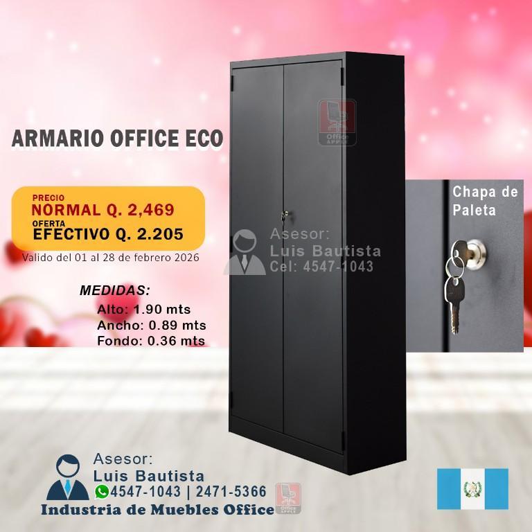 ARMARIO OFFICE COLOR NEGRO CHAPA DE PALETA en Guatemala - Imagen 1