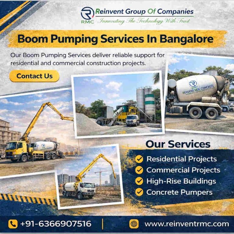 Boom Pumping Services In Bangalore | Reinvent RMC in AreKere - Image 1