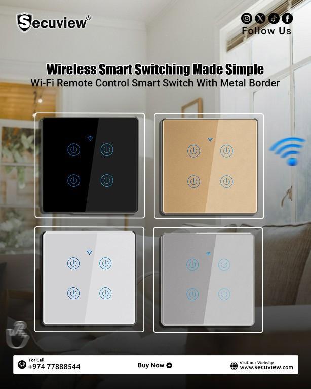 Secuview Four Gang Wi-Fi Remote Control Smart Switch With Metal in Lincoln - Image 1