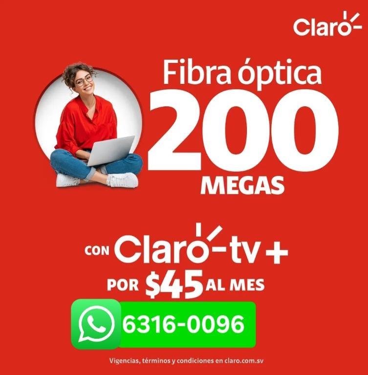 CABLE & INTERNET DE CLARO ILIMITADO POR FOBRA OPTICA en Santiago Nonualco - Imagen 2