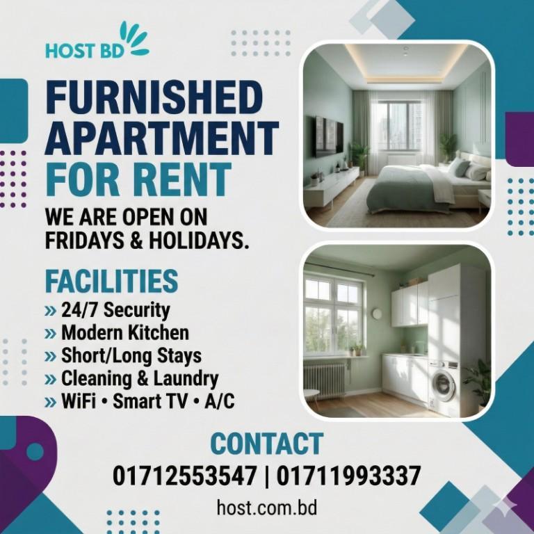 Fully Furnished Service Two-Bedroom Apartment for Rent in Bangladesh - Image 1