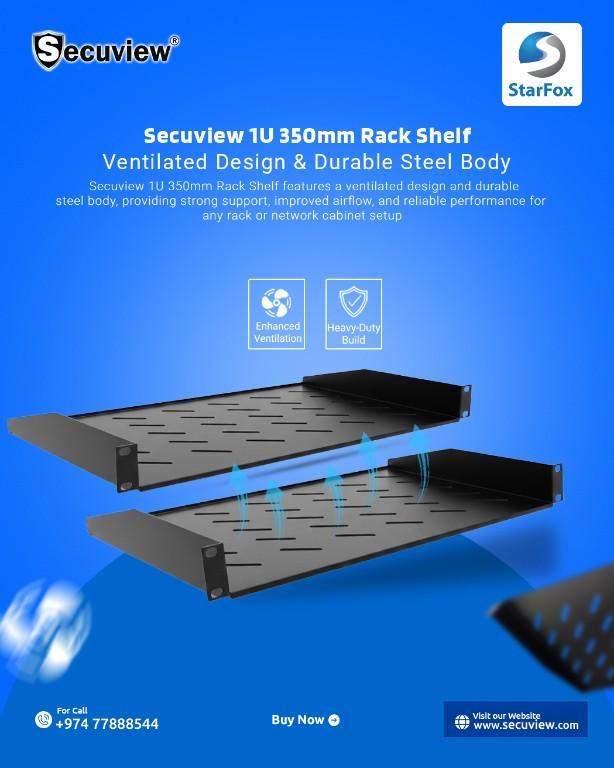 Secuview 1U 350mm Rack Shelf | Ventilated Design & Durable Steel in United States - Image 1