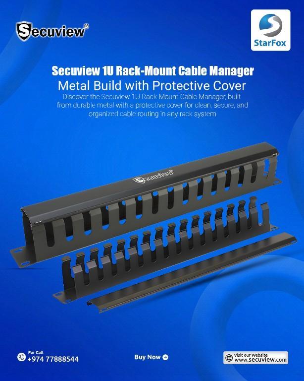 Secuview 1U Rack-Mount Cable Manager, Metal Build with Protectiv in United States - Image 1
