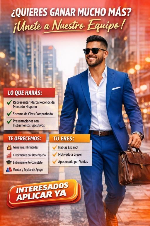 Contratación Inmediata de 2 Promotores de Ventas en los Estados Unidos - Imagen 1