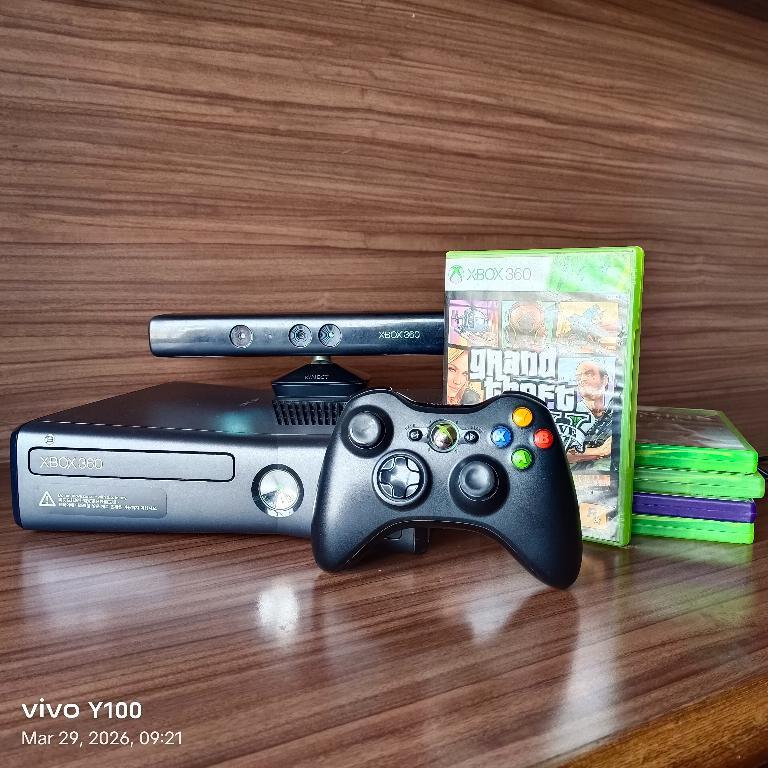 Xbox 360 Slim, with Kinect Sensor, and 6 games, Lightly Used in Rewari - Image 1